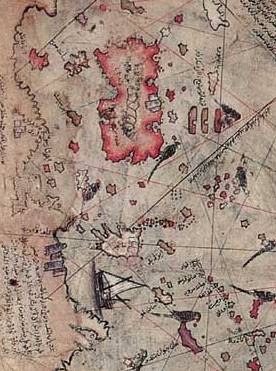 Section of the Piri Reis Map Depicting the East Coast of North America
